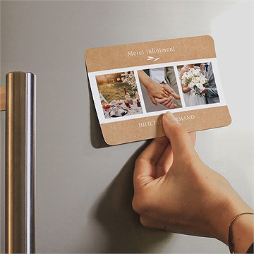 Remerciement mariage bohème écolo magnet - Mise en situation