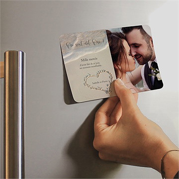 Remerciement mariage dans le sable magnet - Mise en situation