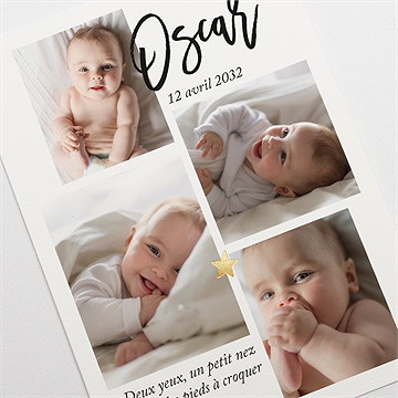 Faire-part naissance mon pêlemêle - Détail du faire-part