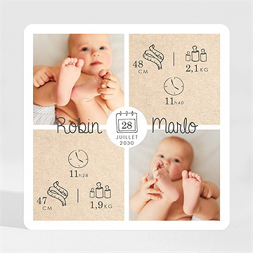 Faire-part naissance nos jumeaux magnet