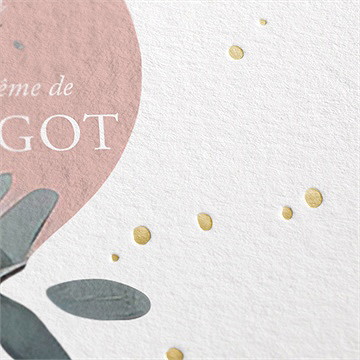 Faire-part de baptême glorieuse carré dorure - Marquage à chaud OR