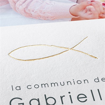 Faire-part communion jour sacré dorure - Marquage à chaud OR