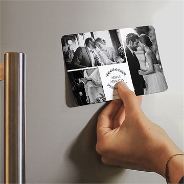 Remerciement mariage avec programme magnet paysage - Mise en situation