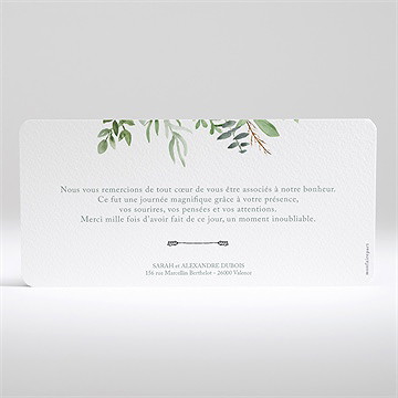 Remerciement mariage balade champetre paysage - Dos de la carte