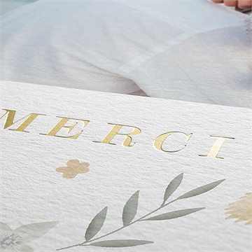 Remerciement mariage céleste dorure - Dos du remerciement