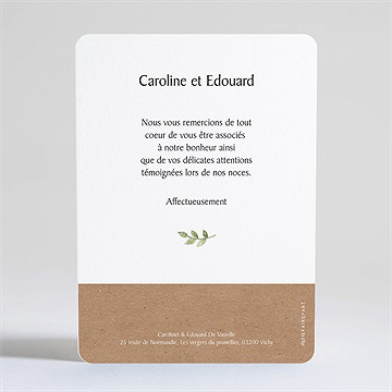 Remerciement mariage feuillage d'été portrait - Vue explicative