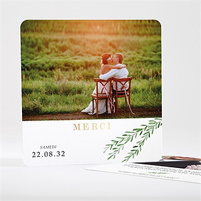 Remerciement mariage branche d'amour dorure