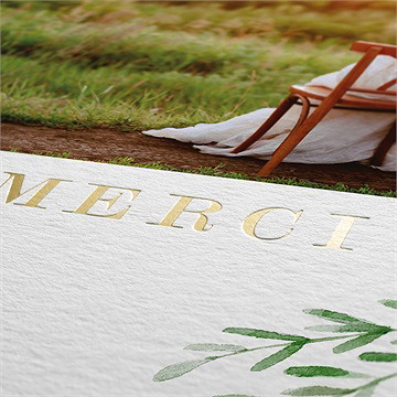 Remerciement mariage branche d'amour dorure - Marquage à chaud OR