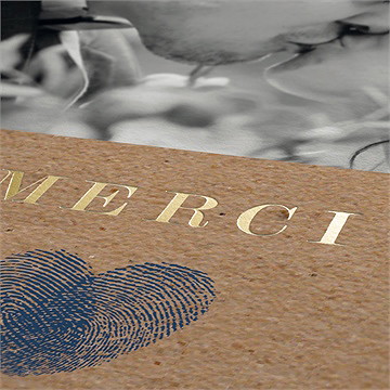 Remerciement mariage uniques empreintes dorure - Marquage à chaud OR