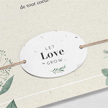 Remerciement mariage sauvage ensemencé - Dos du remerciement