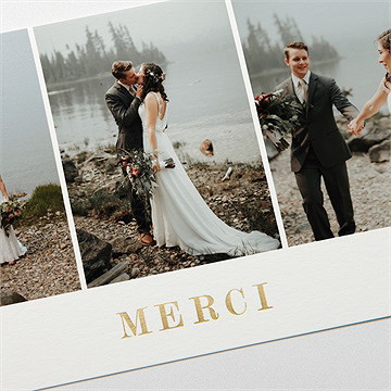 Remerciement mariage integral dorure - Détail de la carte