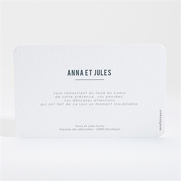 Remerciement mariage integral dorure - Dos de la carte