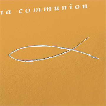 Faire-part communion jaune et or dorure - Marquage à chaud ARGENT