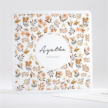 Faire-part naissance automne en fleurs carré