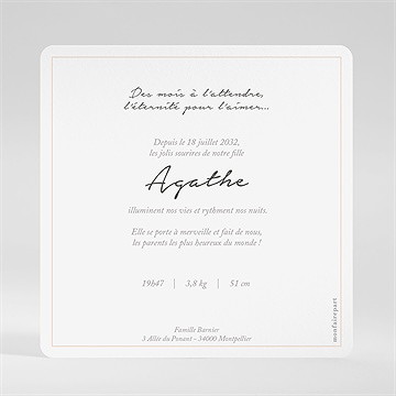 Faire-part naissance automne en fleurs carré - dos de la carte