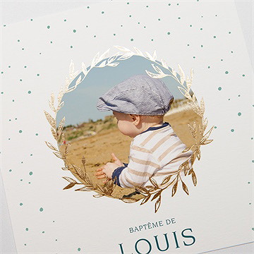 Faire-part de baptême celebrons dorure - Détail du faire-part