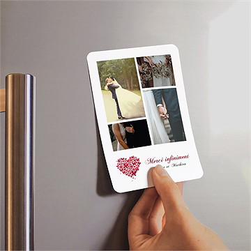 Remerciement mariage papillons en coeur magnet - Mise en situation