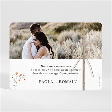 Remerciement mariage complicité ensemencé - Dos du remerciement