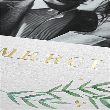 Remerciement mariage oui ! dorure carré - Marquage à chaud OR