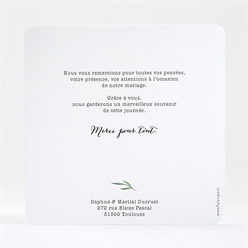 Remerciement mariage oui ! dorure carré - Dos de la carte