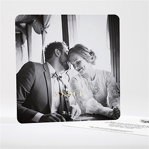 Remerciement mariage gravure secrète dorure
