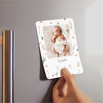 Faire-part naissance champetre magnet - Mise en situation