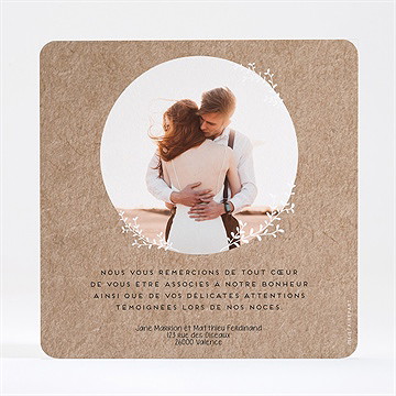 Remerciement mariage kraft en folie dorure - Dos de la carte