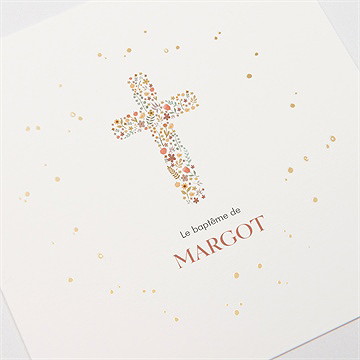 Faire-part de baptême florilège dorure - Détail du faire-part