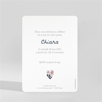 Invitation anniversaire sirene - Dos de l'invitation