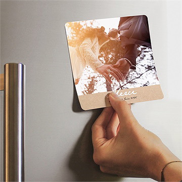 Remerciement mariage noir et kraft chic magnet - Mise en situation