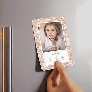 Faire-part de baptême mes petits oiseaux magnet - Mise en situation
