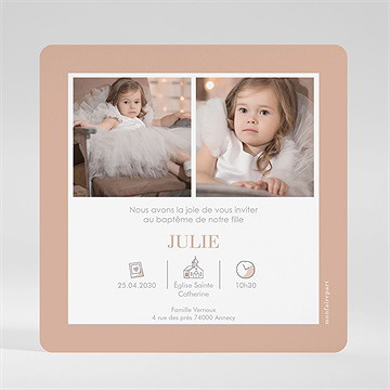 Faire-part de baptême mes petits oiseaux dorure - Dos du faire-part