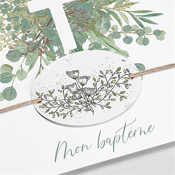 Faire-part de baptême grâce carré - Détail du faire-part