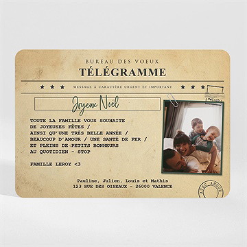 Carte de voeux télégramme noël