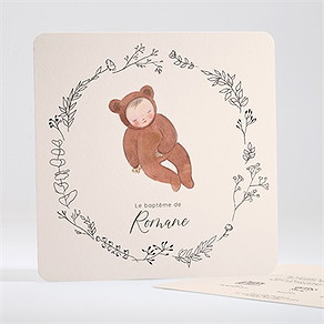 Faire-part de baptême bébé nounours