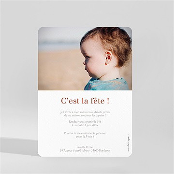 Invitation anniversaire 1 an - Dos de l'invitation