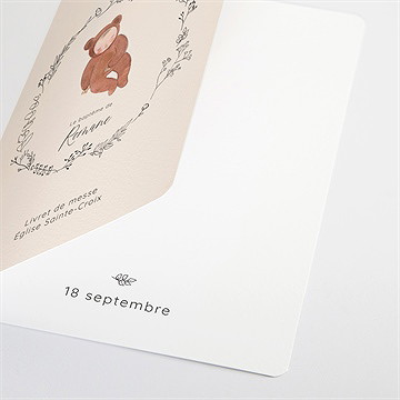 Livret de messe baptême bébé nounours - Détail du livret