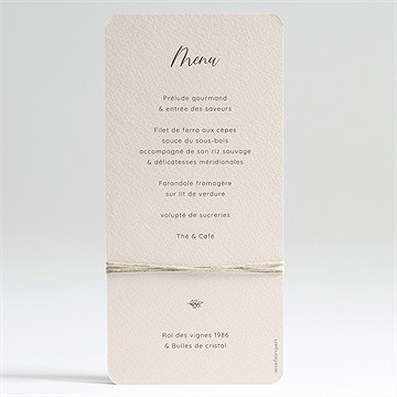 Menu baptême bébé nounours - Dos du menu