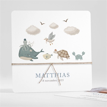 Faire-part naissance mer ficelle