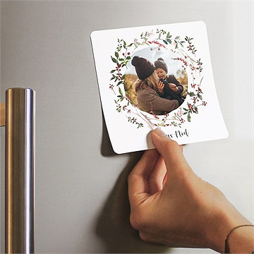 Carte de voeux noel magnet - Mise en situation