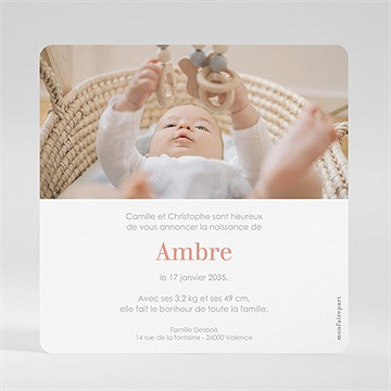 Faire-part naissance nuages & arc en ciel carré - dos de la carte