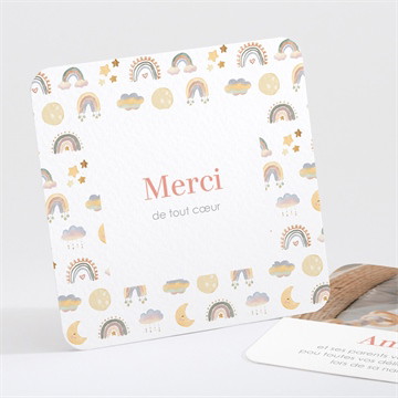 Remerciement naissance nuages & arc en ciel