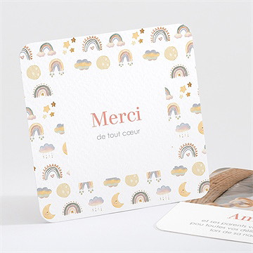 Remerciement naissance nuages & arc en ciel