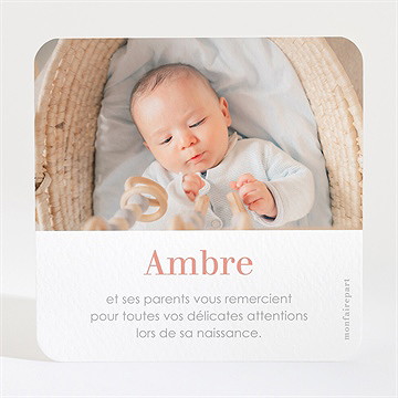 Remerciement naissance nuages & arc en ciel - Dos de la carte