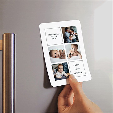 Carte de voeux mosaique de 6 photos magnet - Mise en situation