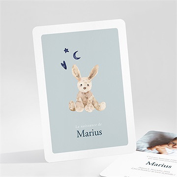 Faire-part naissance mon lapin en peluche portrait