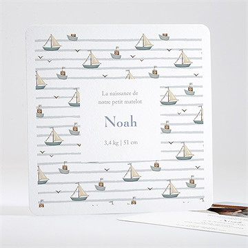 Faire-part naissance mon petit marin carré