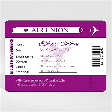 Faire-part mariage air union magnet