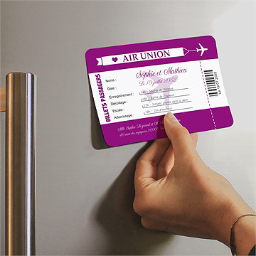 Faire-part mariage air union magnet - Mise en situation