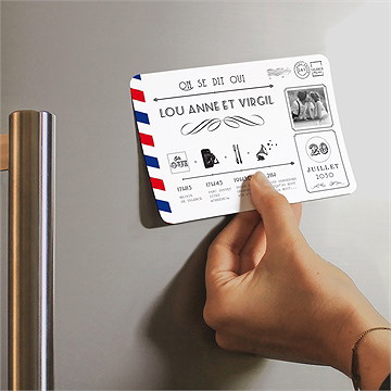 Faire-part mariage destination bonheur magnet - Mise en situation